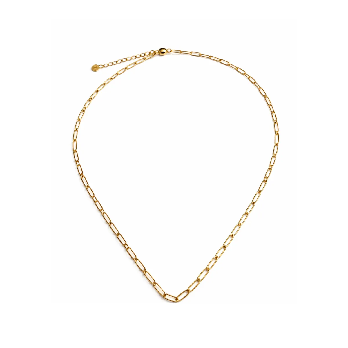 Collier Sakura à plat chaîne maille trombone dorée rectangulaire fermoir extension