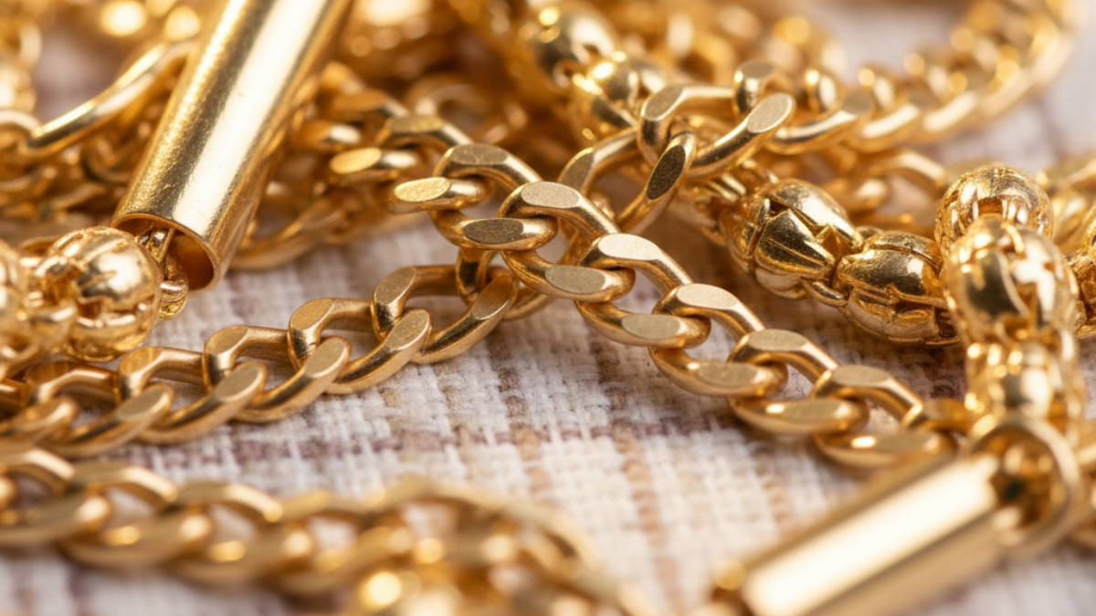 Chaînes et bijoux dorés en acier inoxydable et plaqué or
