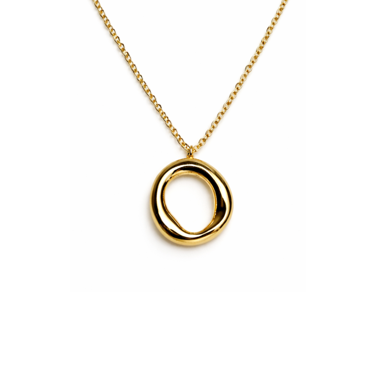 Collier Essence chaîne fine dorée pendentif cercle organique irrégulier