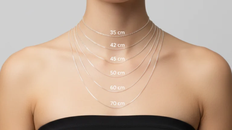 Guide visuel longueurs collier 35 à 70 cm pour choisir selon décolleté